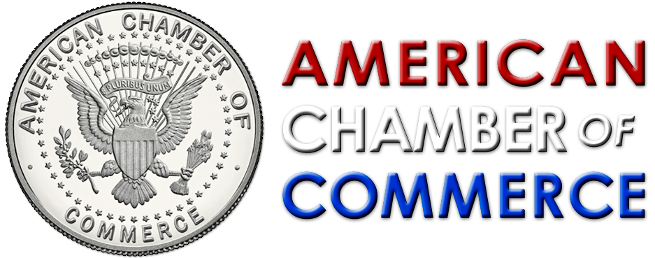 american chamber of commerce silver coin logo