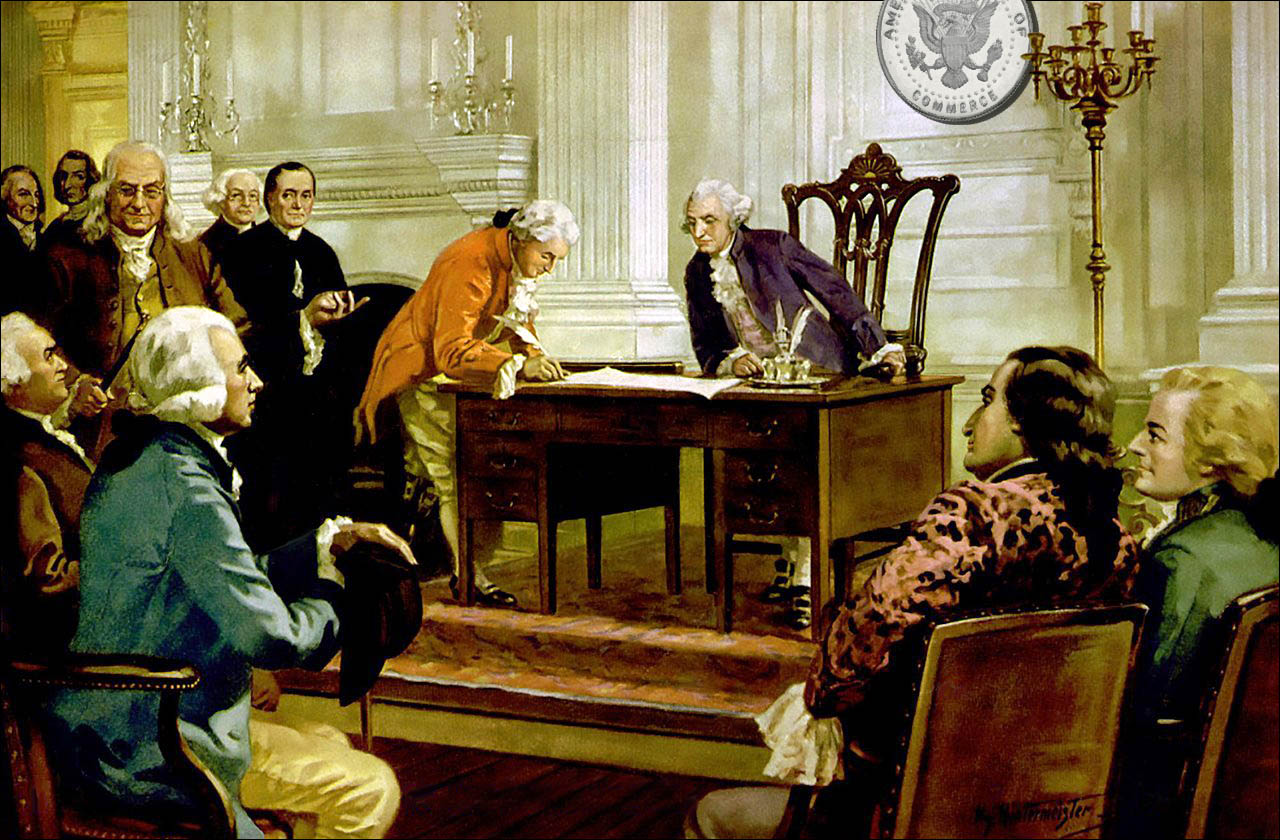 historic painting of signing the declaration of independence representing chamber neighborhood networking groups